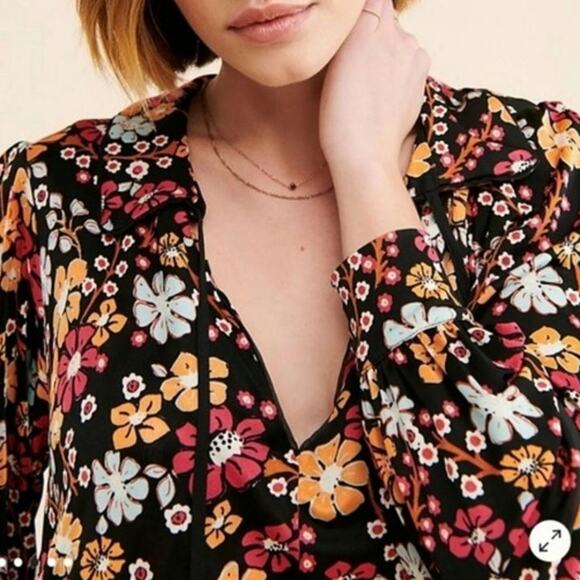 Free People Daisy Jane Retro Floral Long Sleeve Mini Dress - Picture 1 of 8